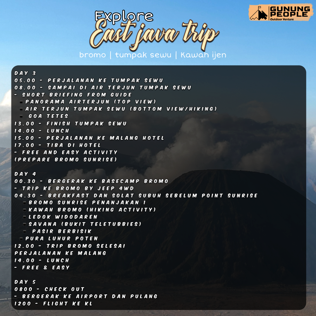 Explore East Java Trip Bromo & Tumpak Sewu
